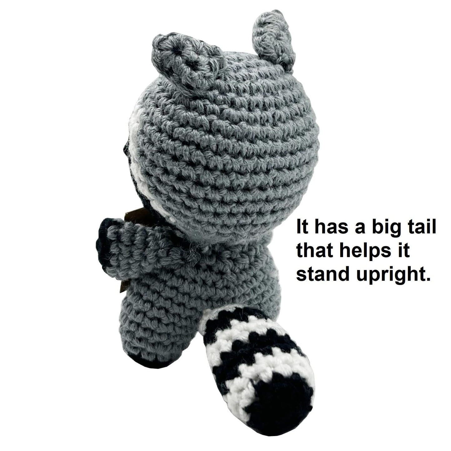 Valentines Day Gifts For Girlfriend, Handmade Cute Crocheted Finished Raccoon Plush Doll, Pocket Hug Token, Stress Balls, Squeez