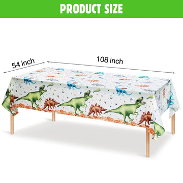 Tatuo 3 Pcs Watercolor Dinosaur Tablecloth 54 x 108 Inch Dinosaur Birthday Party Plastic Table Cover Decoration Disposable Water