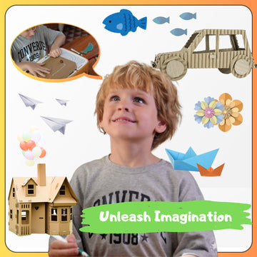 Beaverbot Cardboard Cutter For Kids, Parent-Child Relationship Toy Educational Paper Craft Kits, Arts And Crafts For Kids Ages 4