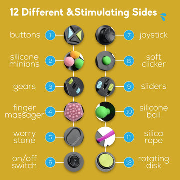 Pilpoc Thefube Fidget Cube With 12 Sides - Handy Anxiety Toys For Kids And Adults - Fidget Dice For Stress Relief & Focus - Anti Stress Cube For Adhd, Add, With Carry Case Black