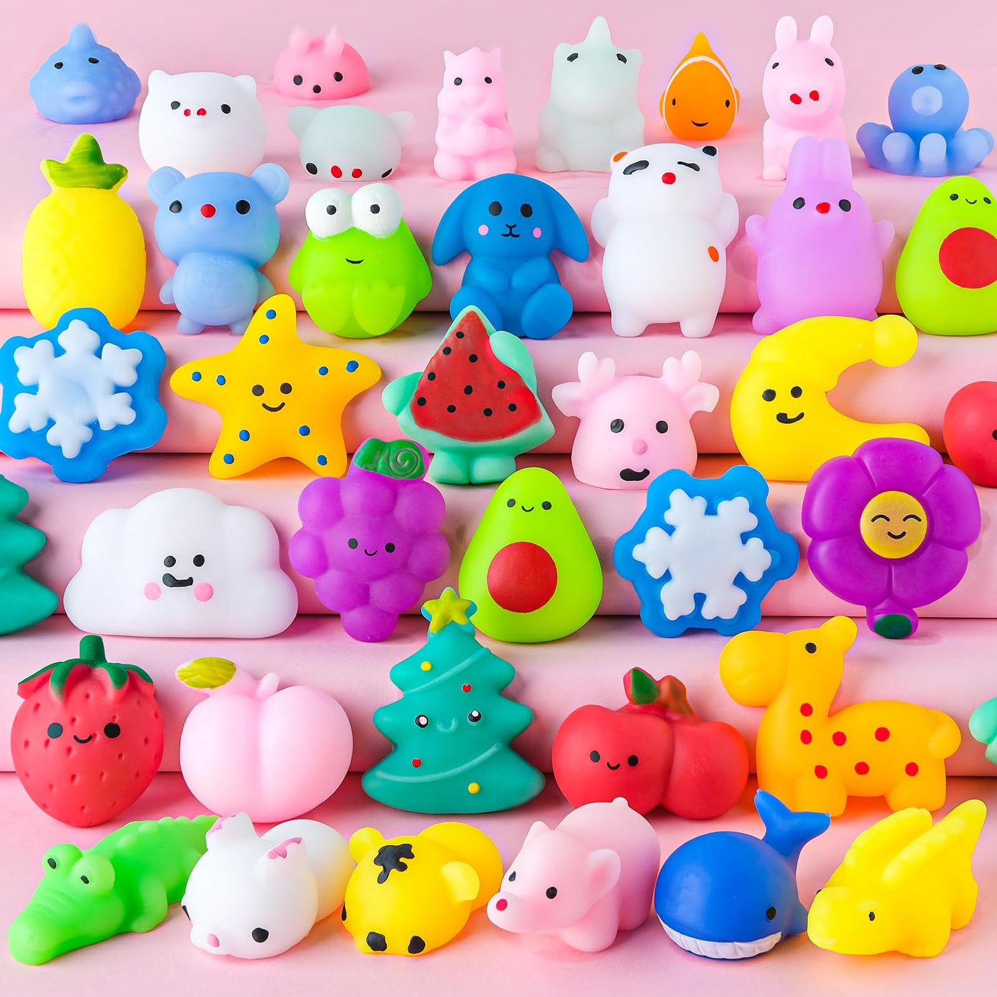 36Pcs Mochi Squishy Toys For Kids Party Favors Birthday Goody Bags Fruit Mochi Squishies Kawaii Squishy Toys Stress Relief Toy Classroom Prize Treasure Box Reward Easter Egg Fillers Valentine Day Gift