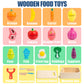 32 Pcs Wooden Play Food Sets for Kids Kitchen Accessories, Montessori Educational Toys Food, Pretend Play Food for Toddlers, Vel