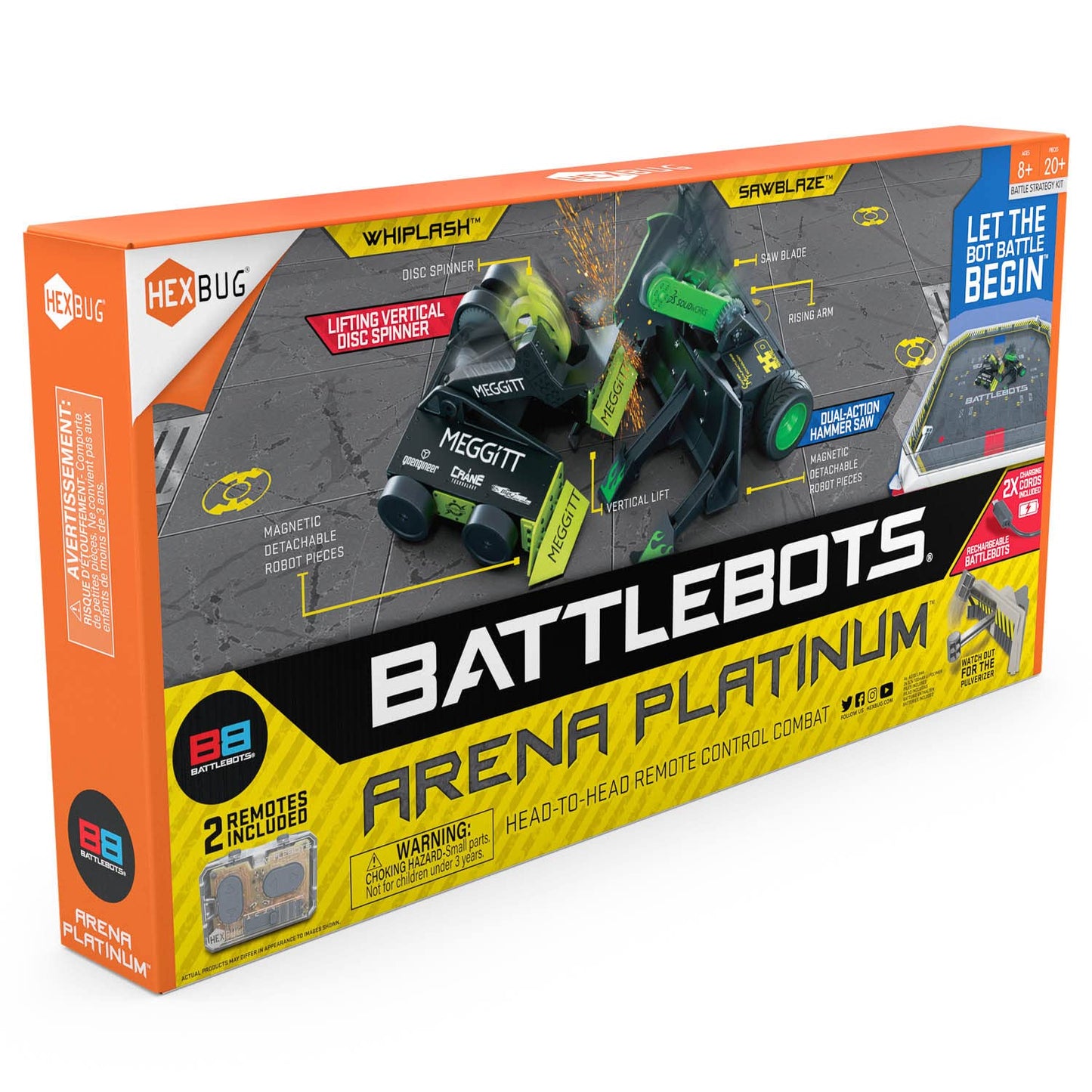 HEXBUG BattleBots Arena Platinum - Remote Control Robot Toy for Kids, Ages 8+, Multiplayer Fun, Medium Size, Perfect for Boys & Girls