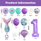 40 Inch Purple Number 1 Balloon,Giant Large Number 1 Balloon,1Th Birthday Mermaid Balloons,Children'S Birthday Party Baby Shower