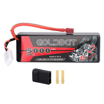 GOLDBAT 11.1V 5000mAh 3S 50C LiPo RC Battery Hard Case Pack with Deans Connector for Emaxx Axial RC Car Truck Buggy Truggy Vehic