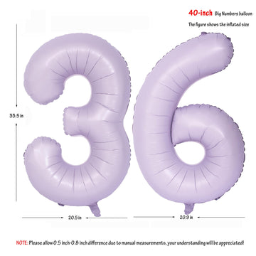 40 In Matte Purple Number Balloons Helium Foil Mylar Balloon Birthday Party Banquet Decoration Digital 36