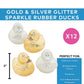 Fun Express Gold & Silver Glitter Sparkle Rubber Ducks - 12 Pieces | Baby Shower, Beach, Pool, Birthday, Bathtub Toys