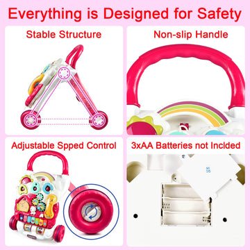 Dahuniu Sit to Stand Learning Walker, 2-in-1 Baby Walker for Girls and Boys, Multi-Function Removable Game Panel, Baby Activity
