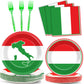 100 Pcs Italian Flag Plates And Napkins Party Supplies Italy Flag Party Tableware Set Italian Flag Red White And Green Party Dec