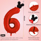 40 Inch Red Number 6 Balloon & Mini Mouse Head Balloon, 6Th Birthday Party Decoration Balloons, Cartoon Mouse Birthday Party Sup