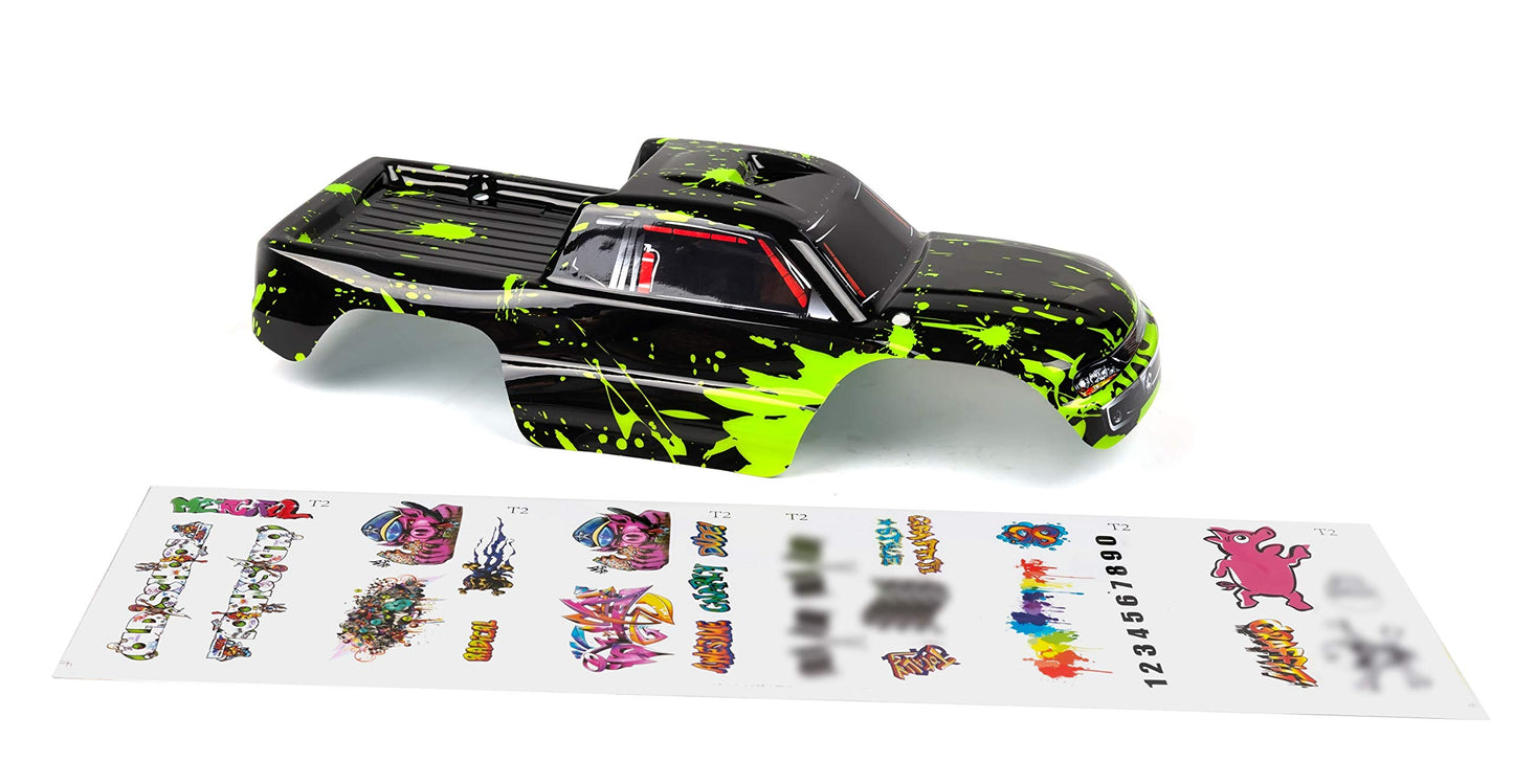SummitLink 1/10 Scale RC Car Body - Muddy Green Over Black, Plastic, 15 inches, Model Stampede-2024