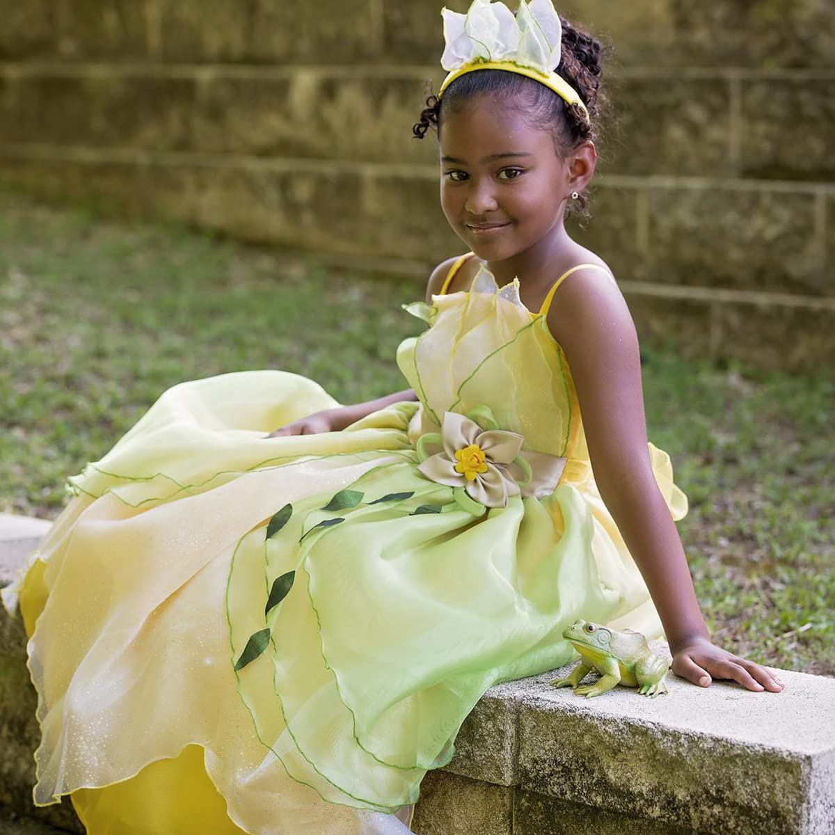 Axaxa Princess Tiana Costume For Girls Tiana Dress Princess And The Frog Costume With Headband Birthday Halloween Fancy Party Dress 2-11T