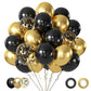 Black And Metallic Gold Balloons, 50Pcs Black Gold Balloons Party Decorations 12 Inch Black Gold Confetti Balloons Party Balloon