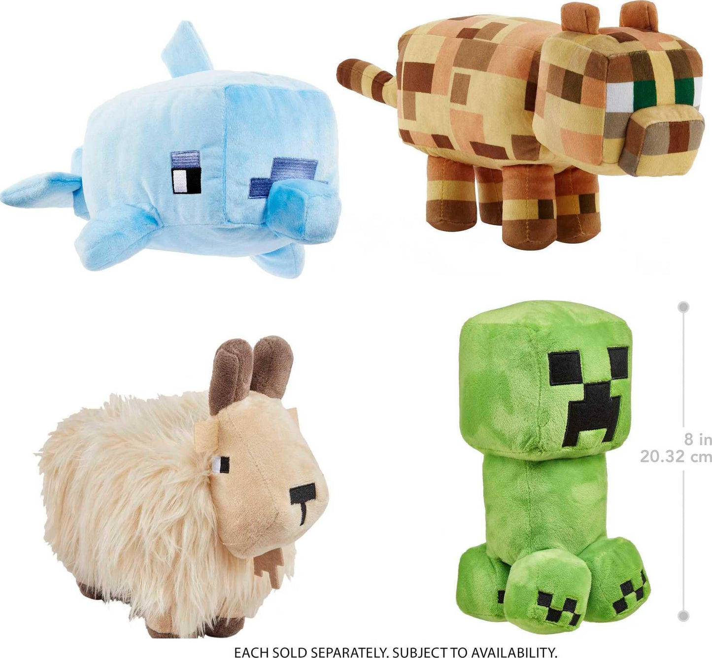 Mattel Minecraft Goat Plush Toy, 8-inch Soft Doll, Polyester, Multi Color, Model HBT43