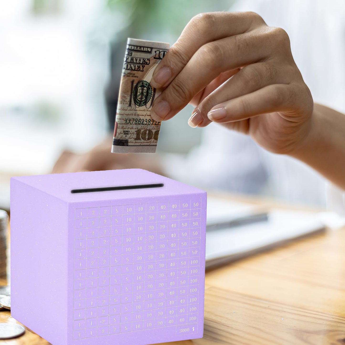 Money Saving Box with Counter Savings Challenge Box Piggy Bank Stainless Steel Money Bank Cash Saver Money Box for Adults Child(