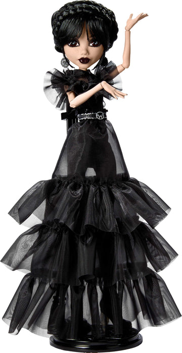 Monster High Wednesday Doll - Rave’N Wednesday Collectible, Gothic Gown, Plastic, Multicolor, Model HXJ03, Includes Doll Stand