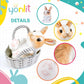 Yonlit Lifelike Plush Pet Bunny Basket Set Realistic Rabbit Stuffed Animal With A Suitable Fabric Pet Bag Cute And Funny Gift For Ester Present Or Stuff Collection 7 Inches (Yellow)