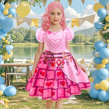 Itvti Girls Bridget Costume Kids Younger Queen Of Heart Pink Dress Princess Cosplay Outfits With Wig For Halloween Party, Pink, 2-3 Years(Tag 100)