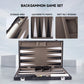 GSE Games & Sports Expert enhanced Leather Backgn Board Game Set  Classic Backgn Game Set with Leather Case  Travel Folding Board Game (Black&Grey  Medium)