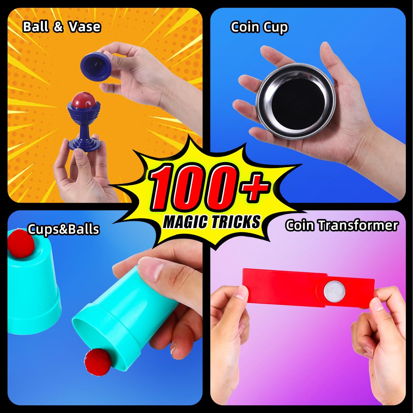 Magic Tricks Kit, 100+ Magic Tricks For Kids Age 6 7 8 9 10 11 12, Magician Costume For Pretend Play With Magic Props & Instruct