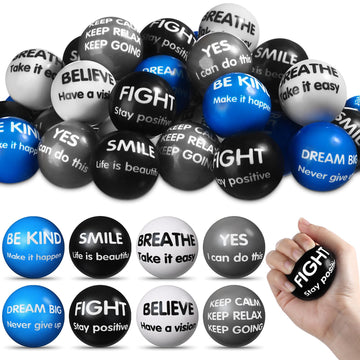 Liliful 48 Pieces Motivational Stress Balls Bulk for mature-themeds Fidget Toys Inspirational Squeeze Balls Valentine's Day Employee Appreciation Gift mature-themed Goodie Bag Stuffer 2.2 Inch(Classic Colors)
