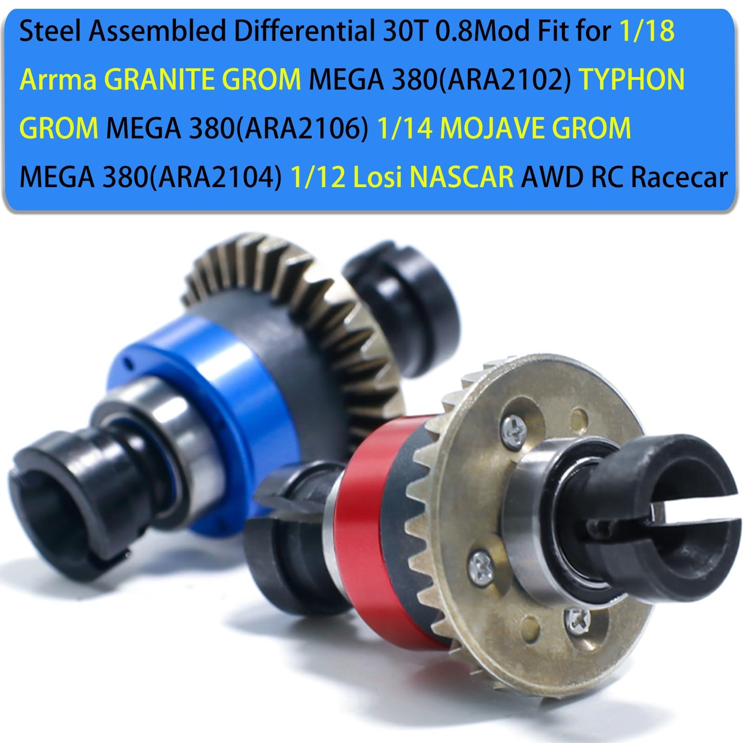 Assembled Differential 30T 0.8Mod Upgraded Part 1pc, Replace for ARA311177, Steel Front/Rear Differential Fits for ARRMA 1/18 Gr
