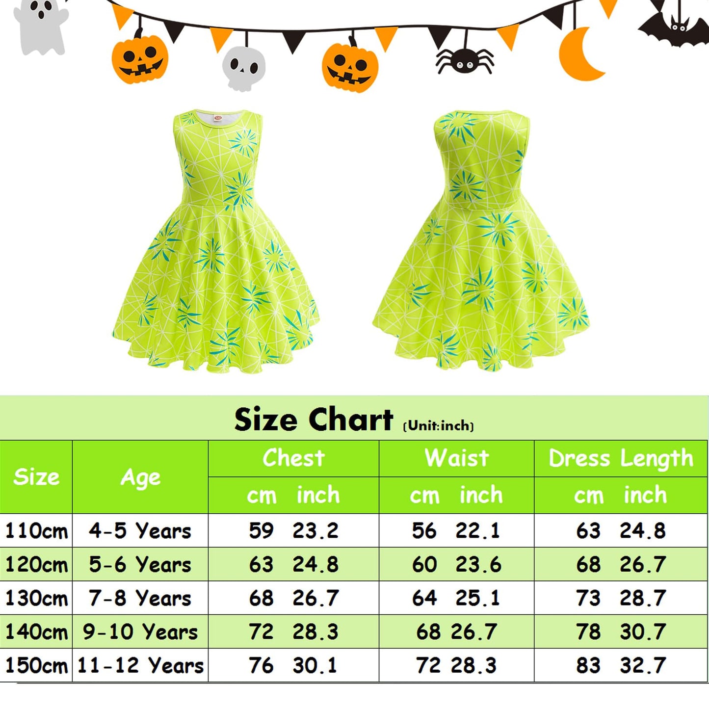 Magwei Girls Disgust Costume Joy Princess Dress Costume Kids Cosplay Dress Up Halloween Birthday Christmas Outfits With Wig (Lig