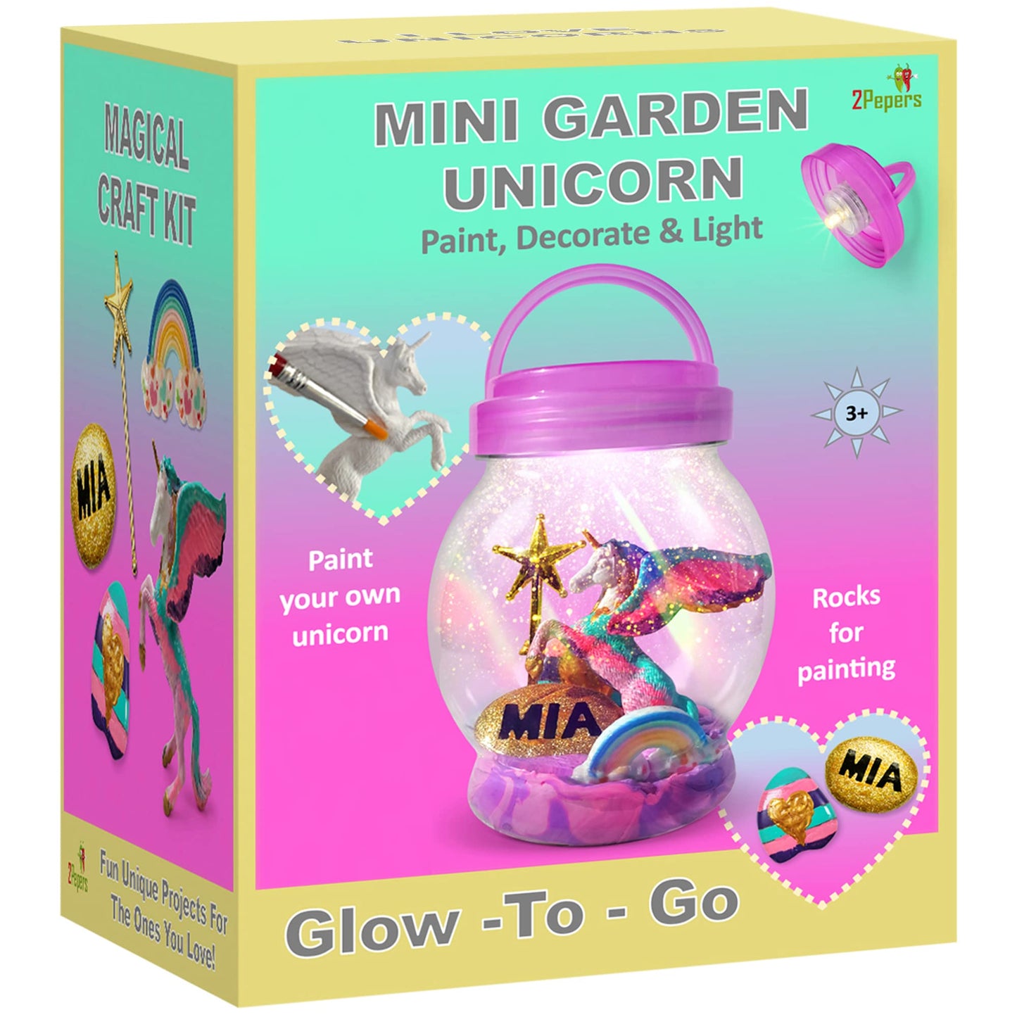 2Pepers Make Your Own Unicorn Night Light Arts and Crafts for Kids, DIY Unicorns Gifts for Girls Ages 2 3 4 5 6 7 8 Years Old, K