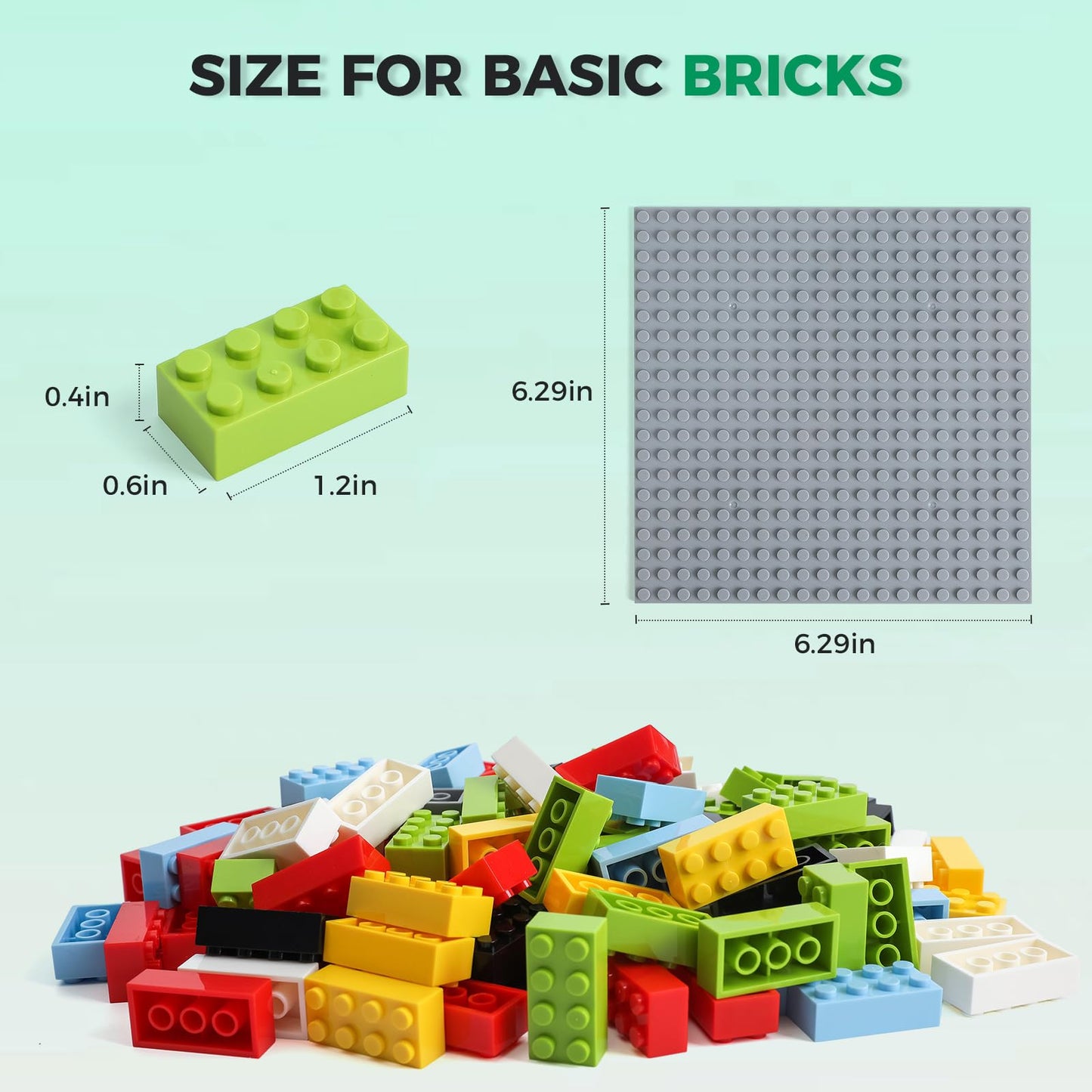 HUIZDQ 500 Piece Classic Building Bricks and 1 Gray Baseplate  2x4 Bricks Bulk Creative Building Toys  Blocks Bulk for Kids Ages 6+  6 Colors