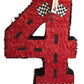APINATA4U Number Four Race Car Pinata, Red Checkered Flag for Birthday, Racing Theme Party Supplies, Race Track Decor, Kids Pina