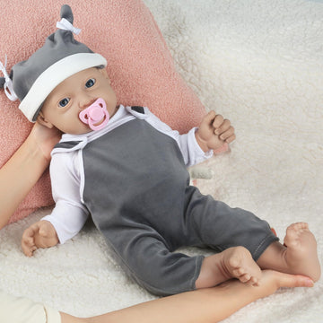 IVITA 16 inch Full Body Silicone Baby Dolls with Magnetic Mouth, Not Vinyl Dolls, Realistic Newborn Silicone Baby Dolls Gifts fo