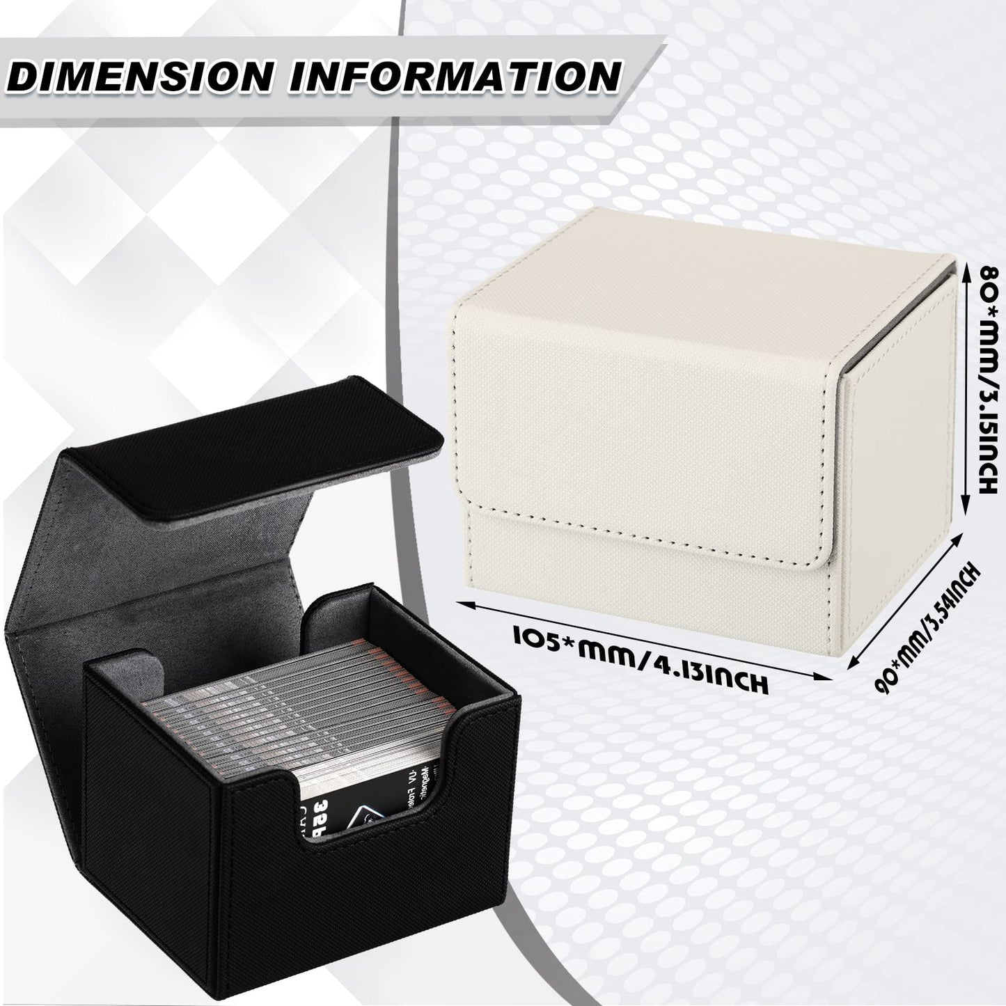 Weewooday 2 Boxes Leather Deck Card Boxes Large Size Fit 100 Plus Sleeved Cards Deck Game Box For Collectible Cards Deck Playing
