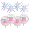TONIFUL 8Pcs 22Inch Iridescent Large 4D Giant Round and Star Balloons Explosion Star Mylar Balloons Set for Backdrop Christmas N