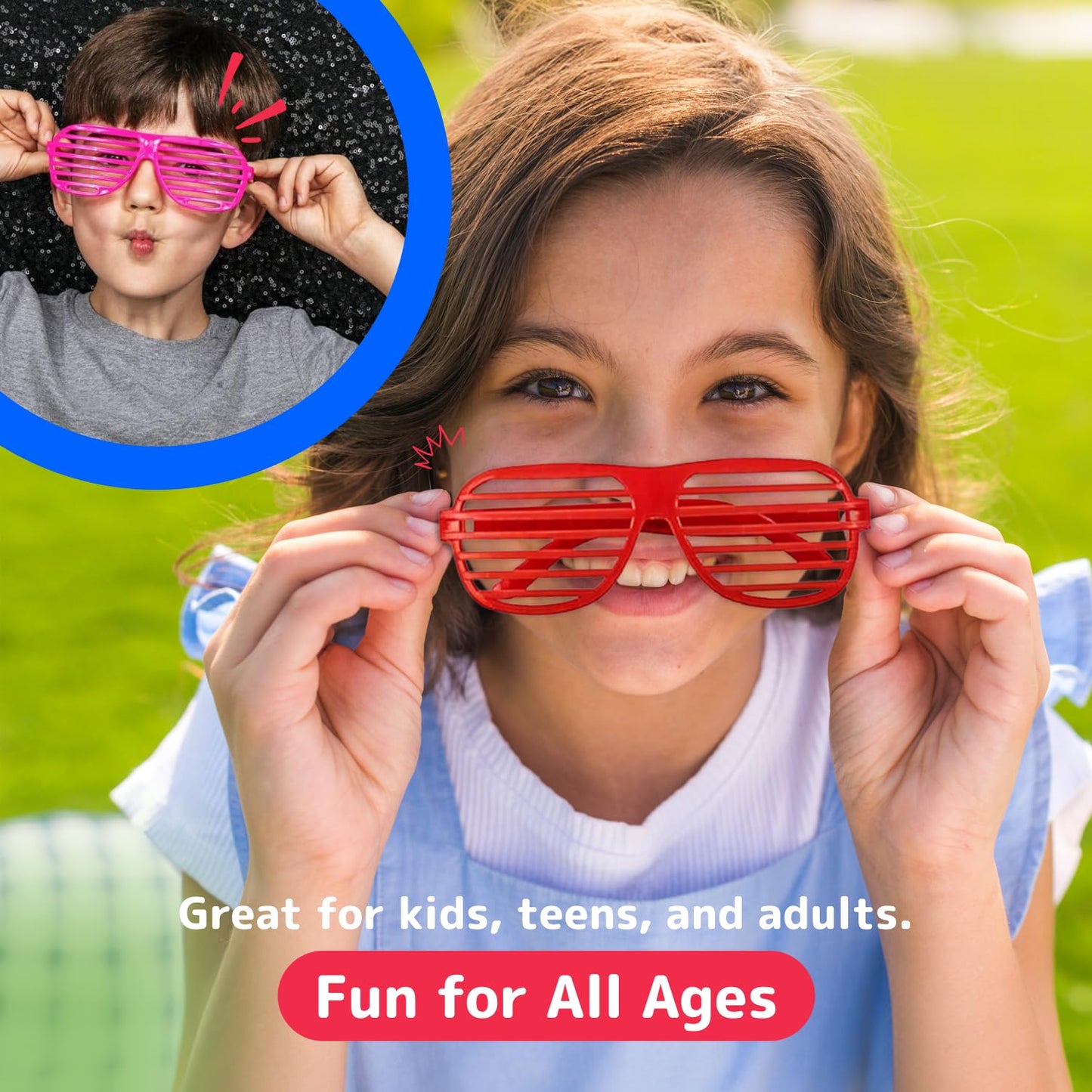 PREXTEX Mega Pack 50 Pairs of Kids Plastic Shutter Shades Glasses Shades Sunglasses Eyewear Party Favors and Party Props Assorte