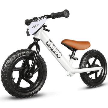 Kriddo Toddler Balance Bike 2 Year Old, Age 18 Months To 5 Years Old, 12 Inch Push Bicycle With Customize Plate (3 Sets Of Stickers Included), Steady Balancing, Gift Bike For 2-3 Boys Girls, Wh