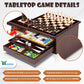 Bundaloo 10-In-1 Classic Wooden Board Game Set - Chess, Checkers, Backgammon, And More - Premium Multi-Game Collection With Buil
