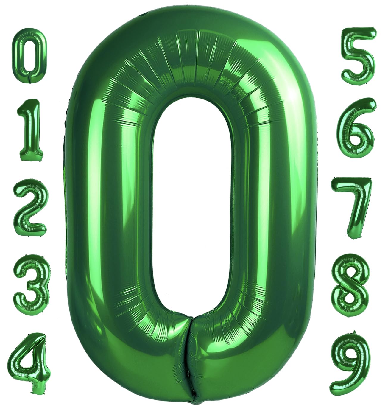 40 Inch Dark Green Number 0 Balloon Large Giant Jumbo Digit Mylar Foil Helium For 10 20 30 40 50 60 70 80 Birthday 2025 Party De