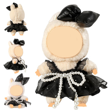 Clothes for 15-17cm Doll  Skirt Set for Dolls  1 Piece Skirt Outfit enhanced Fashion Cute Dress for 15-17cm Dolls Accessories (NO Doll) (Black Bow)
