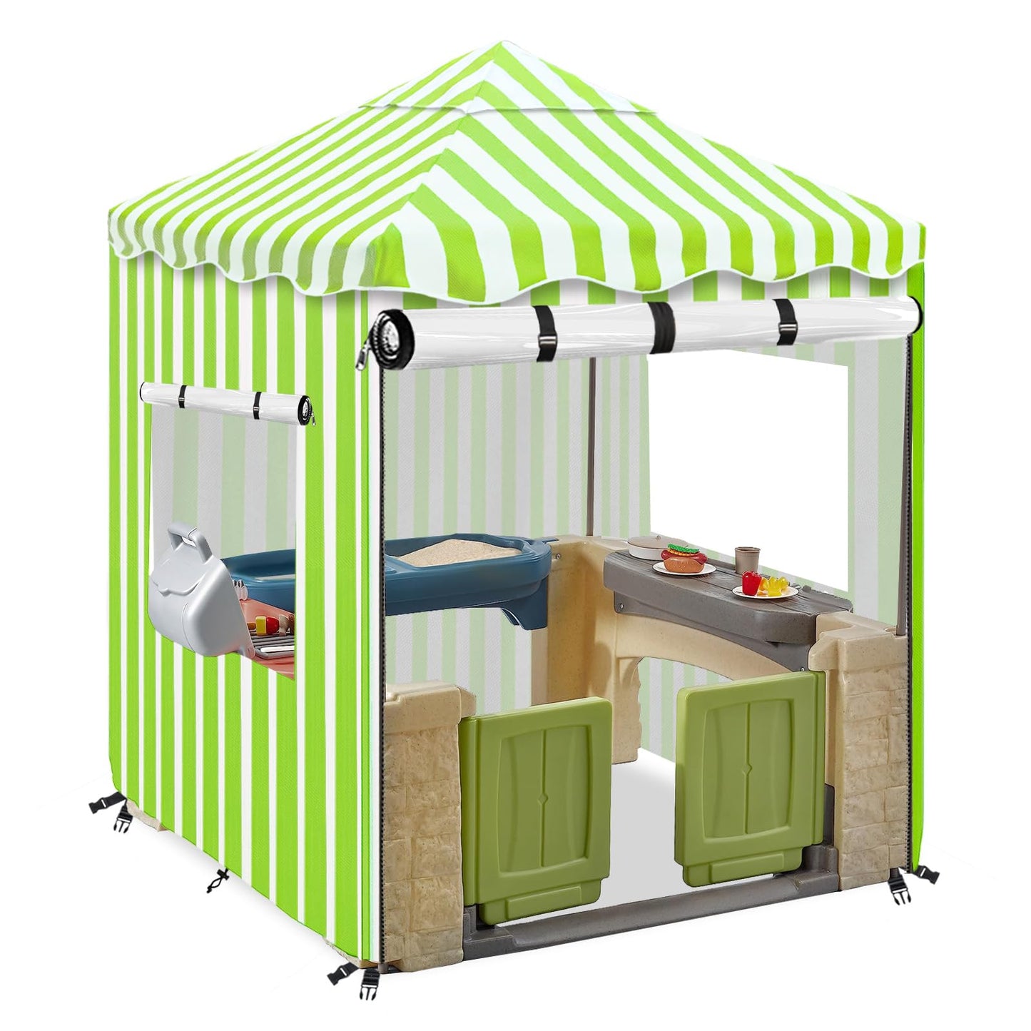Hadisi Outdoor Kids Playhouse Cover,With Transparent Pvc Doors And Windows Waterproof Cover Suitable For Multiple Brands With Th