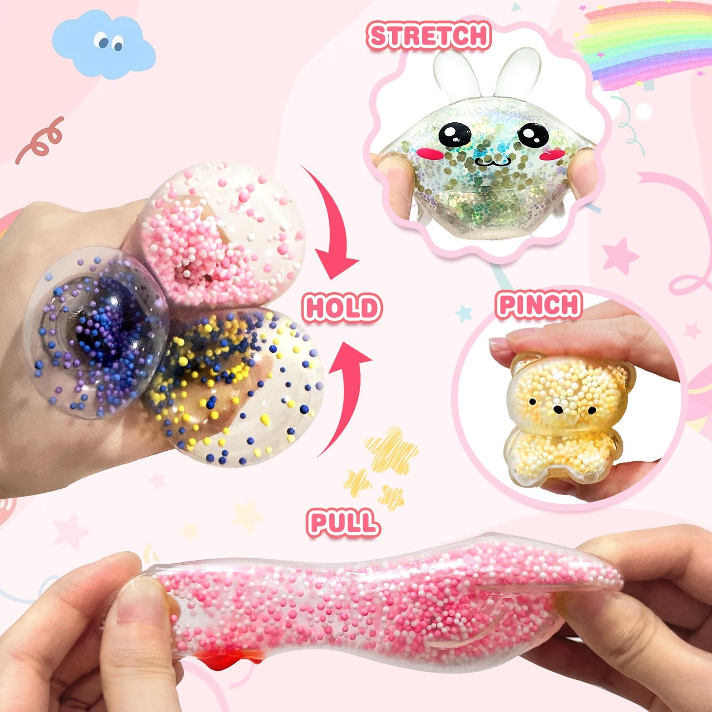 Valentines Day Gifts for Kids, 24 Pack LED Light Up Squishy Toys with Valentines Day Cards for kids school , Classroom Exchange