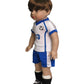 American Fashion World Blue and White Soccer Uniform for 18-Inch Dolls | Accessories Included | enhanced Quality & Trendy Design | Dolls Clothes | Outfit Fashions for Dolls for Popular Brands