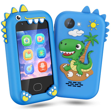 Gocina Kids Smart Phone Toys, Touchscreen Dual Camera Cell Phone for Kids, Birthday Gifts Dinosaur Toddler Play Phone for Boys 3
