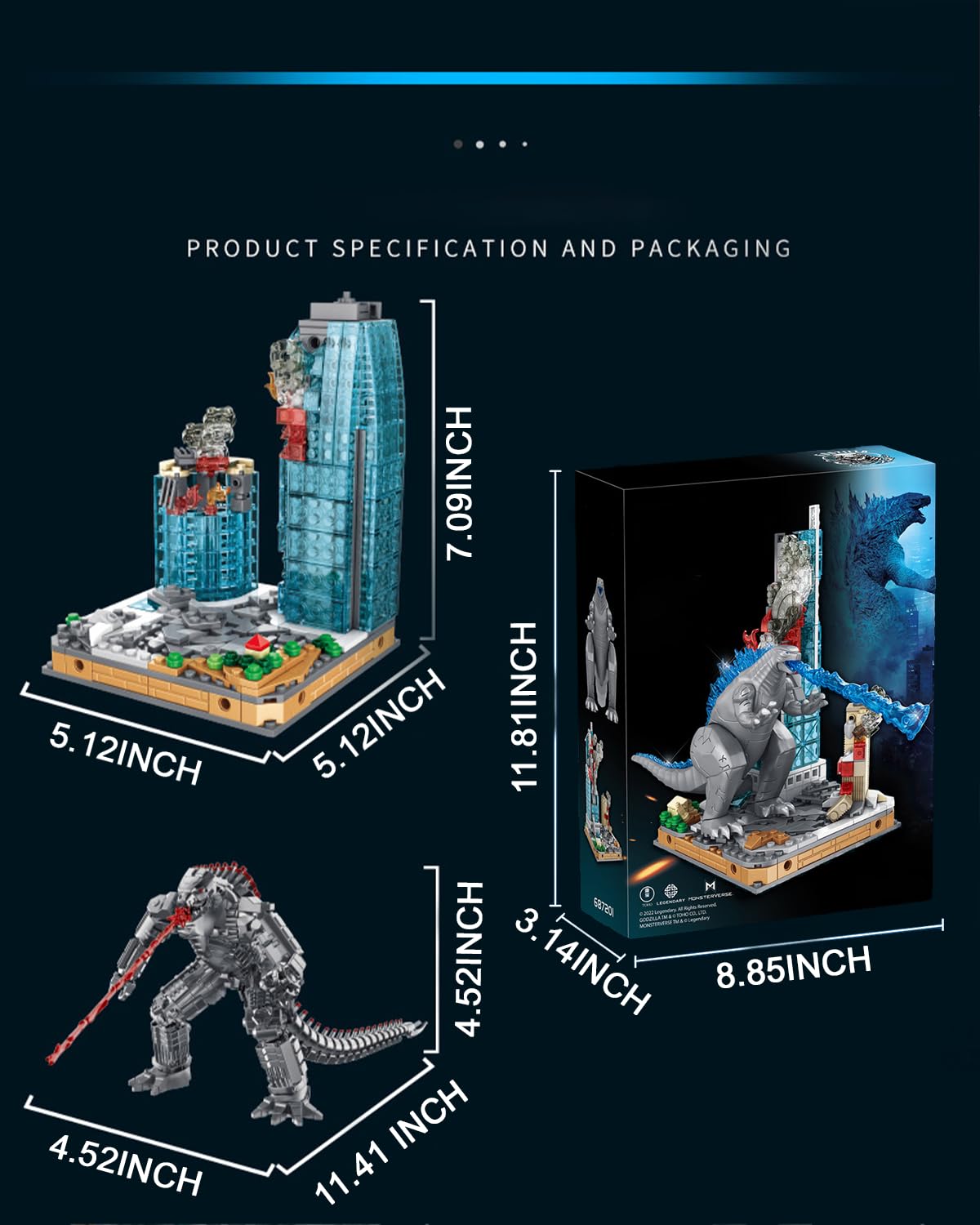 Littco Gvdzill Action Figure With Heat Ray, The New Empire Building Set Gifts For Adults And Kids -375Pcs