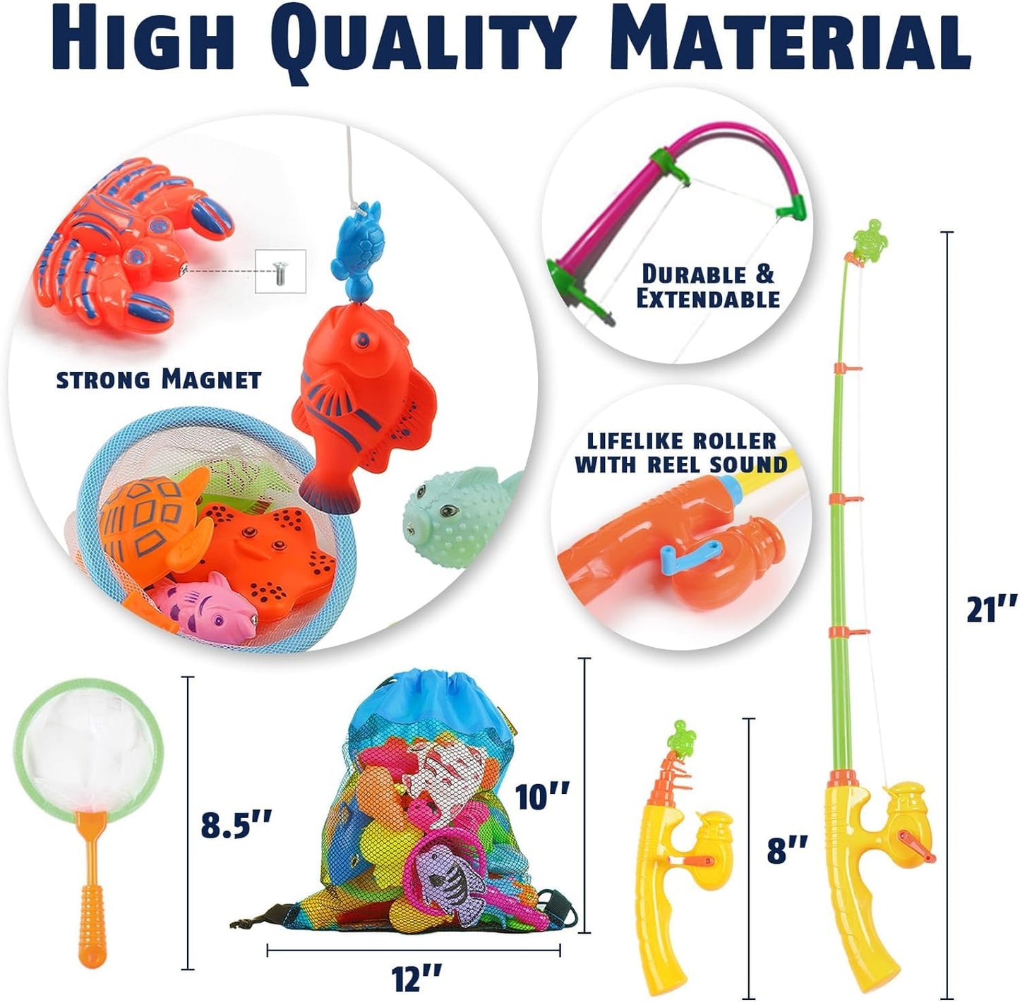 Cozybomb Magnetic Fishing Game For Kids | Bath Pool Toys Set For Water Table Learning Education Fishin For Bathtub Fun With Anim