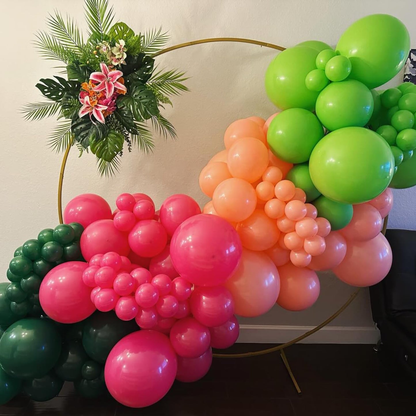 Tropical Balloon Arch, Tropical Balloon Garland Kit, Hot Pink Green Balloon Arch Kit Hawaii Party Balloons Summer Beach Birthday