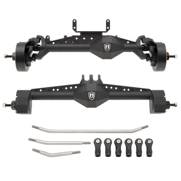 MEUS RACING Capra 1.9 Portal Axles Kit - Isokinetic CVDs, Ackerman Steering, Aluminum Alloy, Standard-Black, Model: MEUS-UTB19