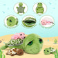 Morismos Sea Turtle Stuffed Animal-14'' Mom Stuffed Turtle With 3 Baby Turtle Toys & 2 Plush Turtle Eggs In Zipper Tummy, Stuffe