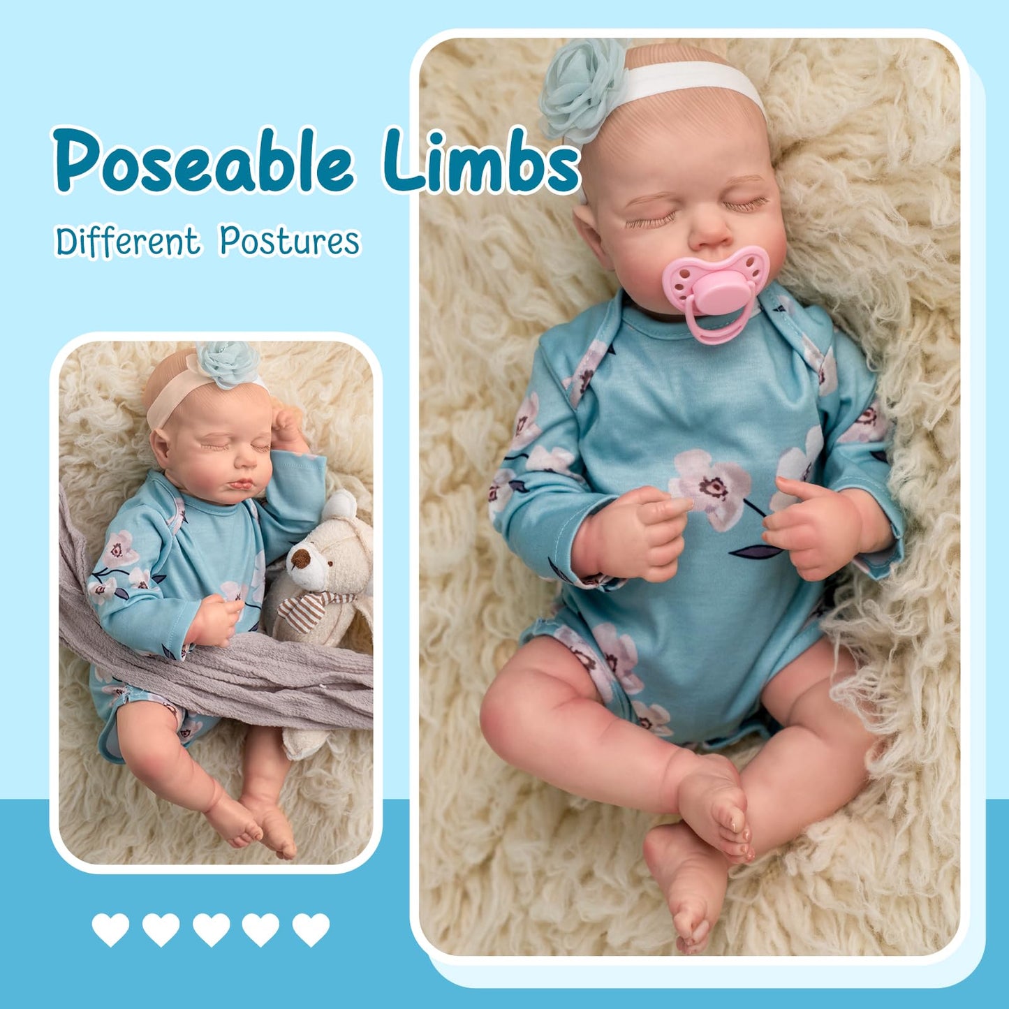 Jirachi Realistic Reborn Baby Dolls, 18-Inch Newborn Soft Body Real Life Sleeping Baby Girl, Lifelike Reborn Baby With Toy Accessories For Girls Yellow