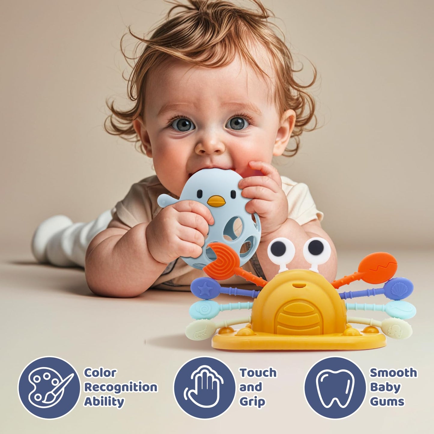 Baby Suction Toys High Chair Teething Toys - Baby Teething Chew Table Toys Silicone Teethers, Food Grade Silicon for 6 12 18 Mon