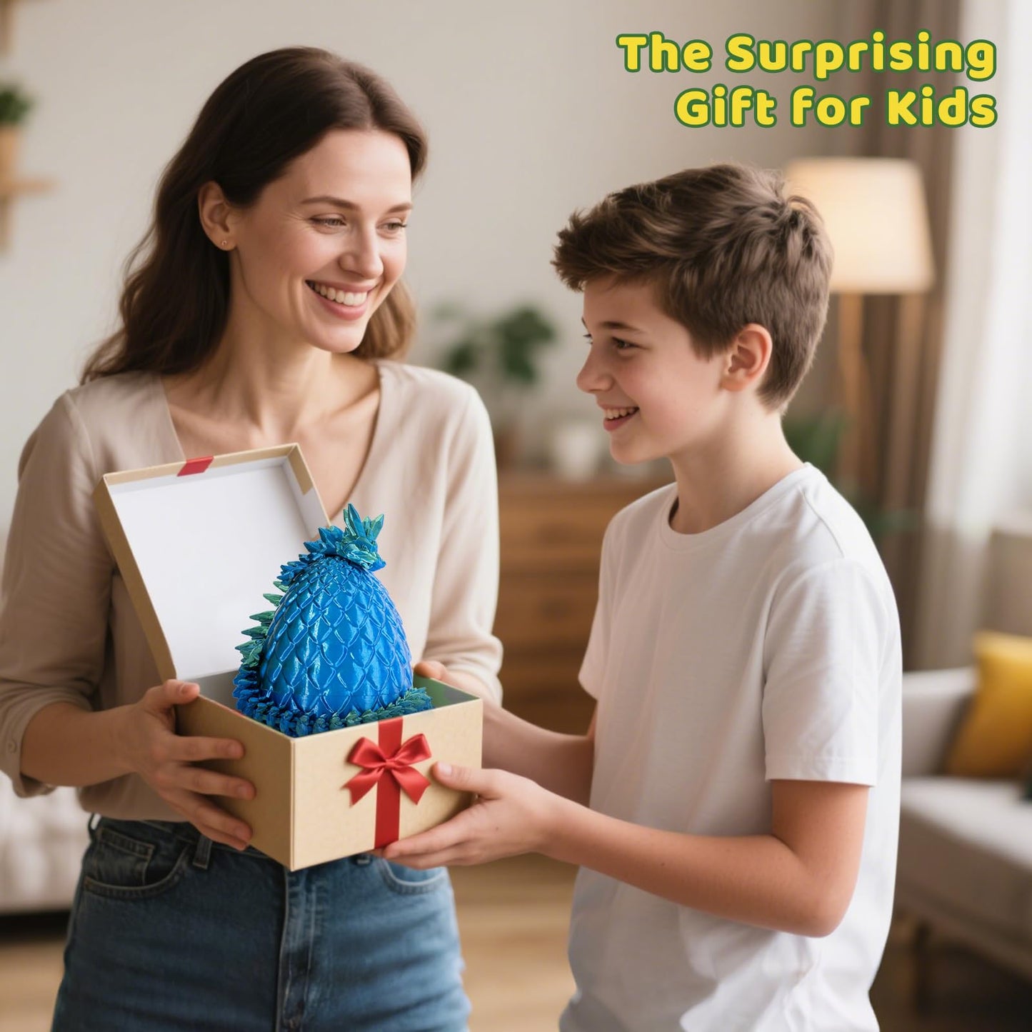 Mydethun 3D Printed Dragon 3D Printed Toy Egg with Dragon Inside  Fidget Toys for mature-themeds  Articulated Surprise Toys for Kids  Office Desk Decor  Fidgets for Kids (Azuron Sky Blue)  12